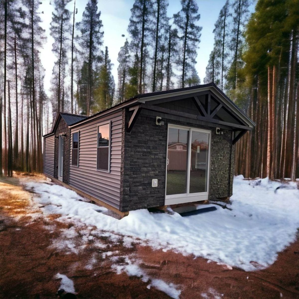 stunning main entrance and exterior of spacious tiny home