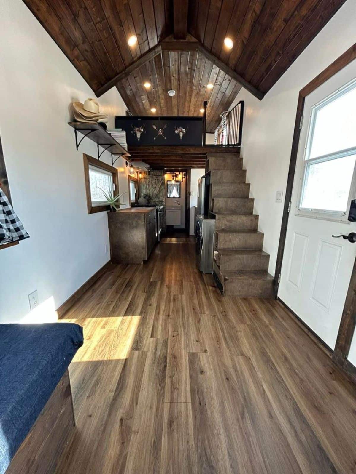 full length wooden interiors of Canadian tiny home