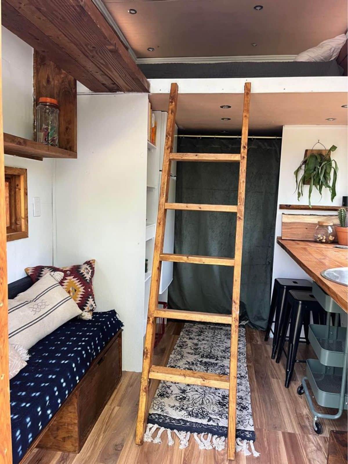 full length interiors of fully insulated tiny home