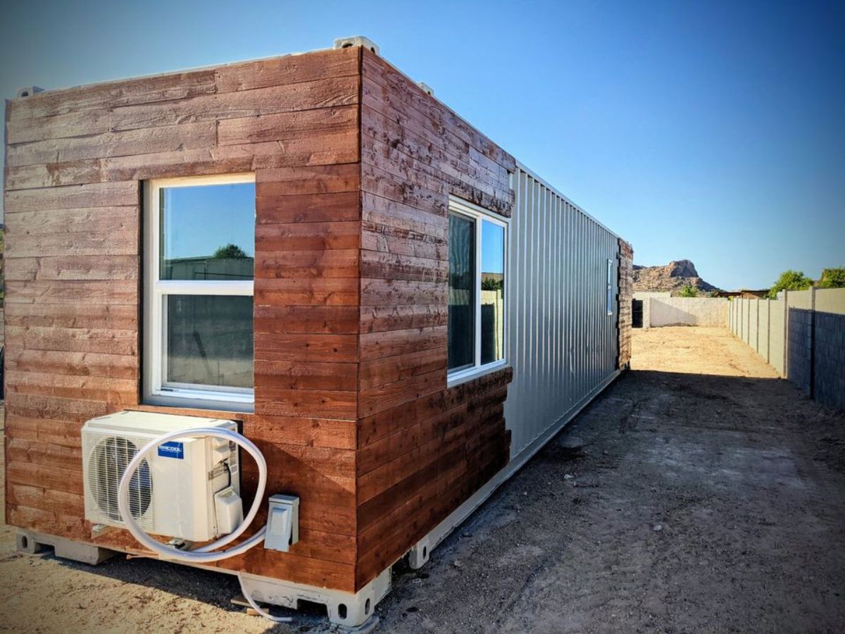 backside of tiny container home
