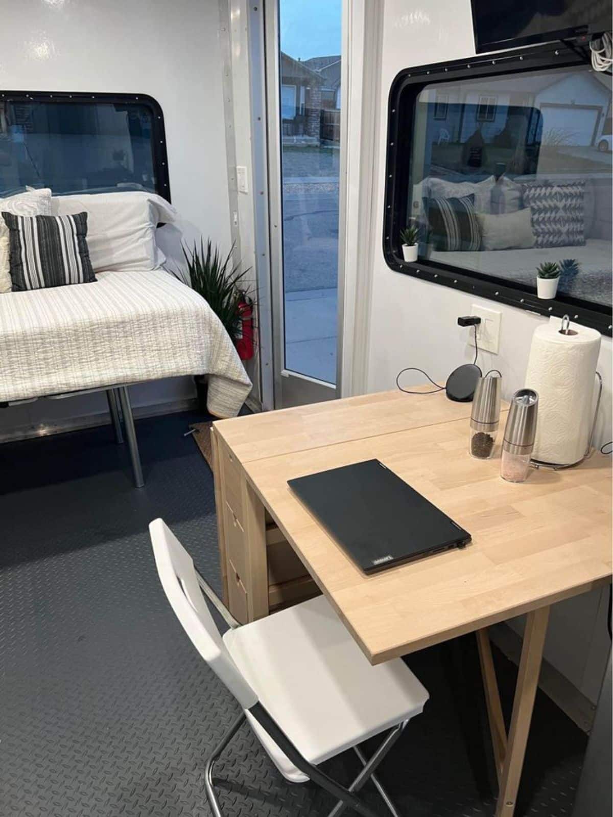 folding study table of tiny trailer home