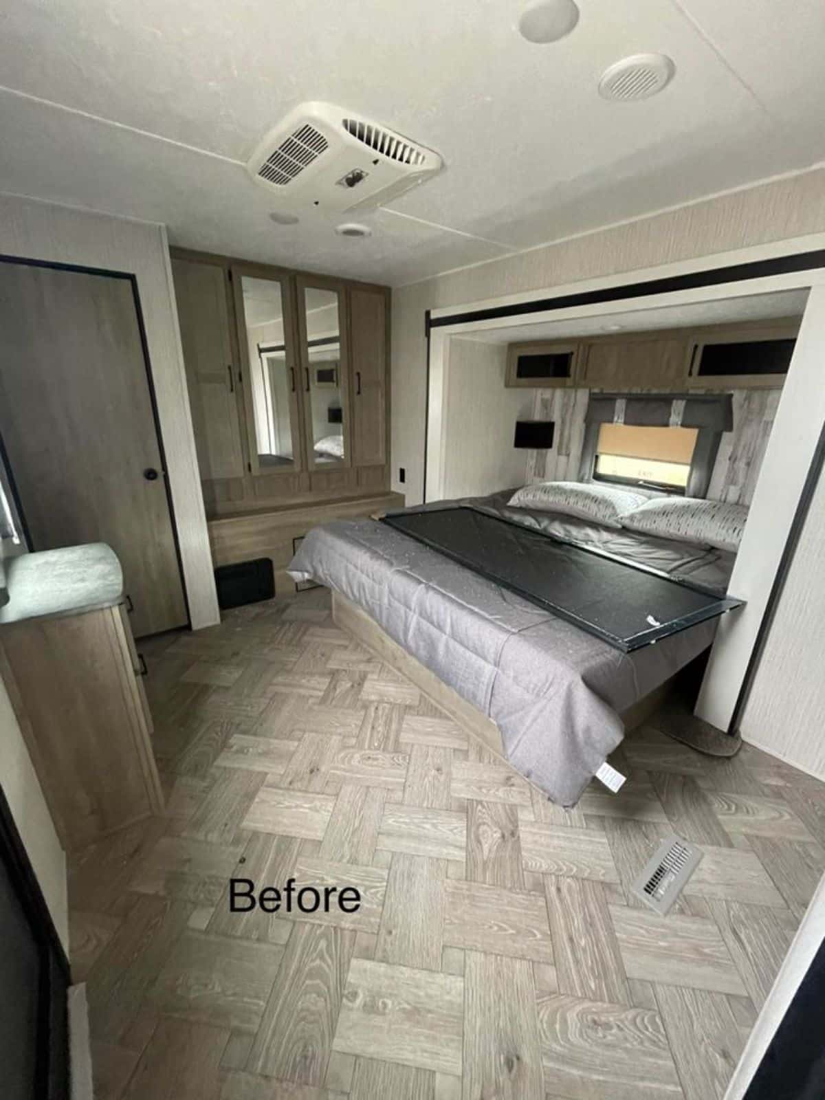 huge bedroom of upgraded tiny home