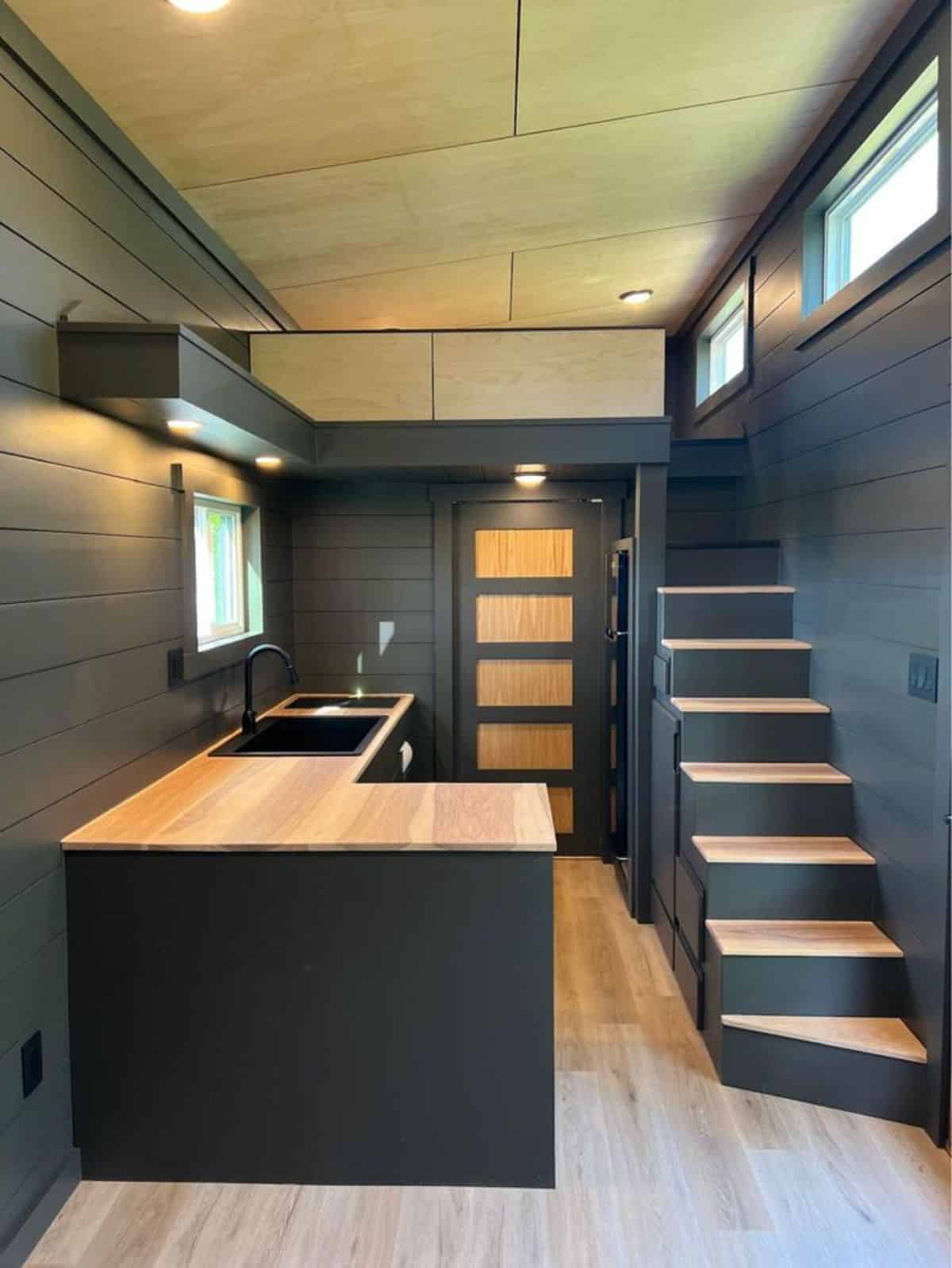 full length wooden interiors of beautiful tiny home