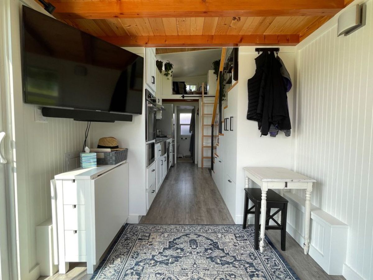 full length interiors of 30’ two bedroom tiny home