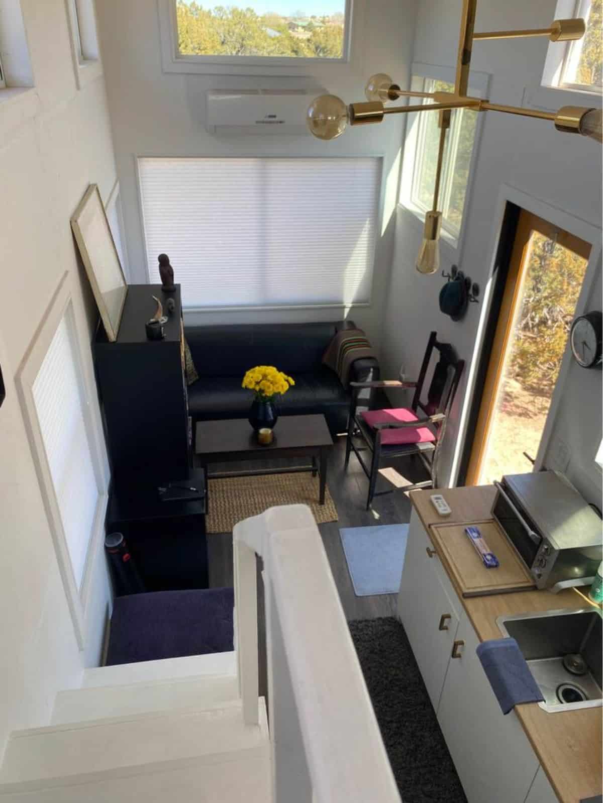 full view of 26' tiny house on wheels from inside