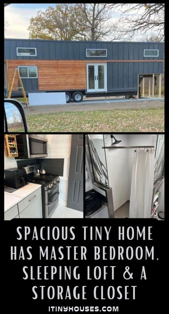 Spacious Tiny Home Has Master Bedroom, Sleeping Loft & a Storage Closet PIN (3)
