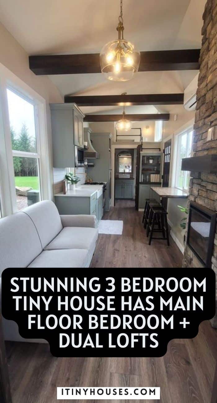 Stunning 3 Bedroom Tiny House Has Main Floor Bedroom + Dual Lofts ...