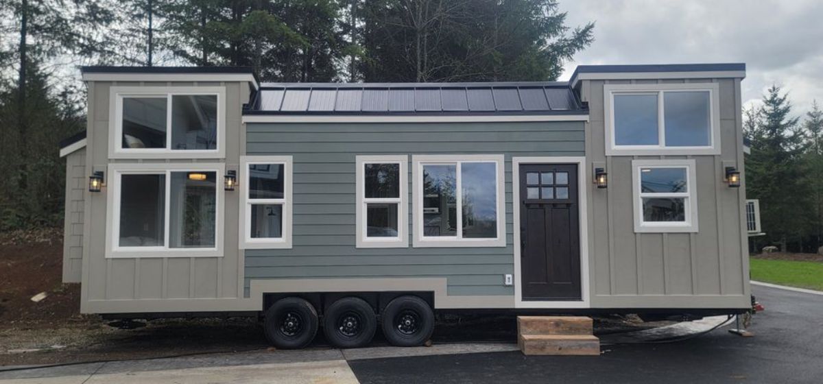 main entrance view of 3 bedroom tiny house