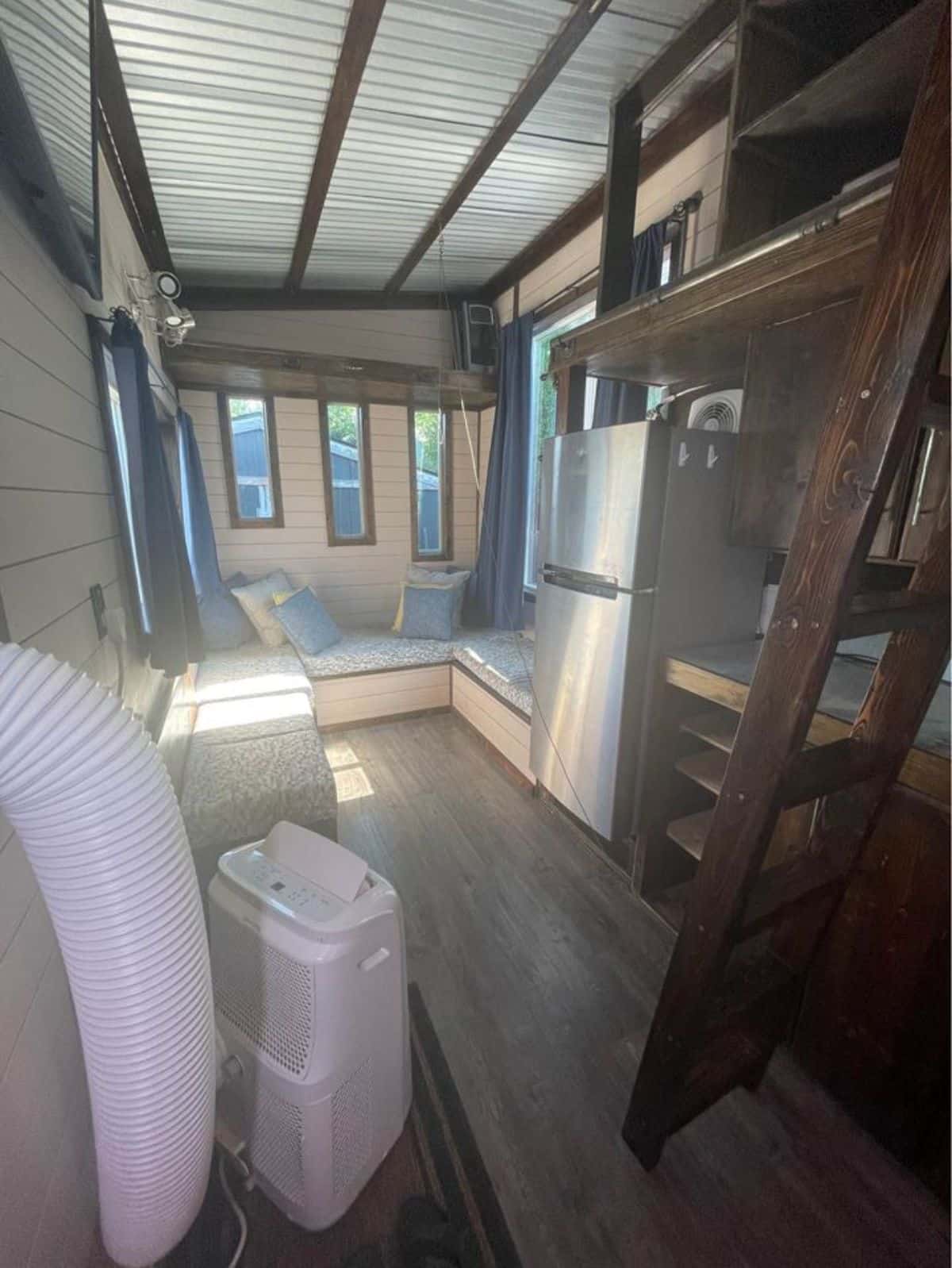 full length interiors of one bedroom tiny home