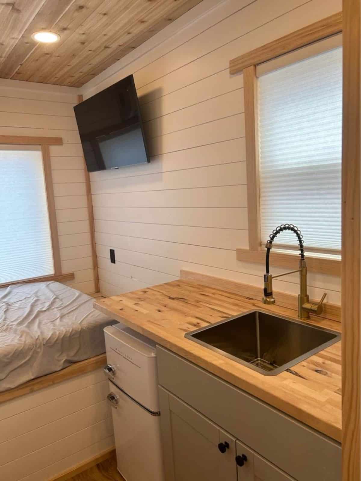 wall mounted TV set installed at NOAH certified tiny home