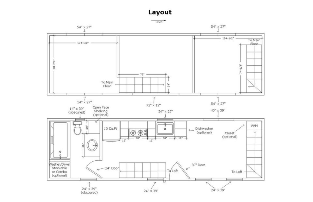 blueprint of Stunning 28’ tiny house