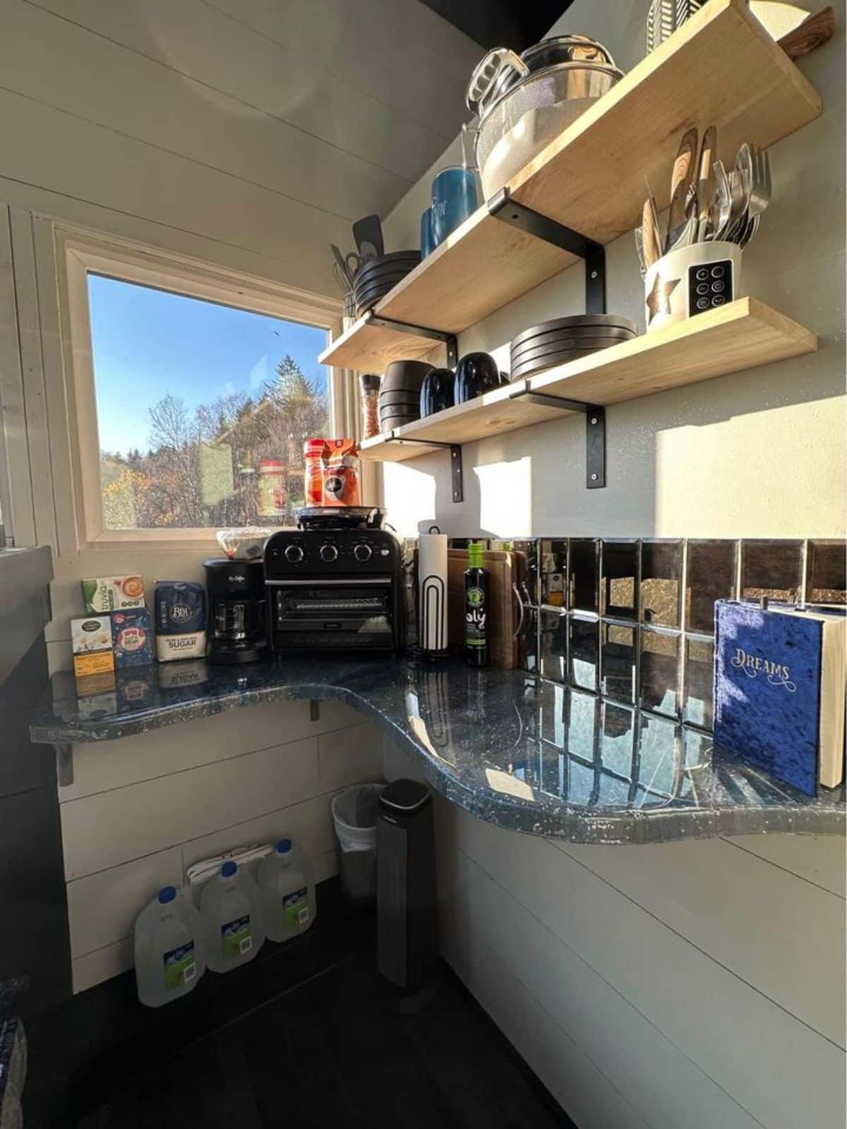 compact kitchen area but has everything