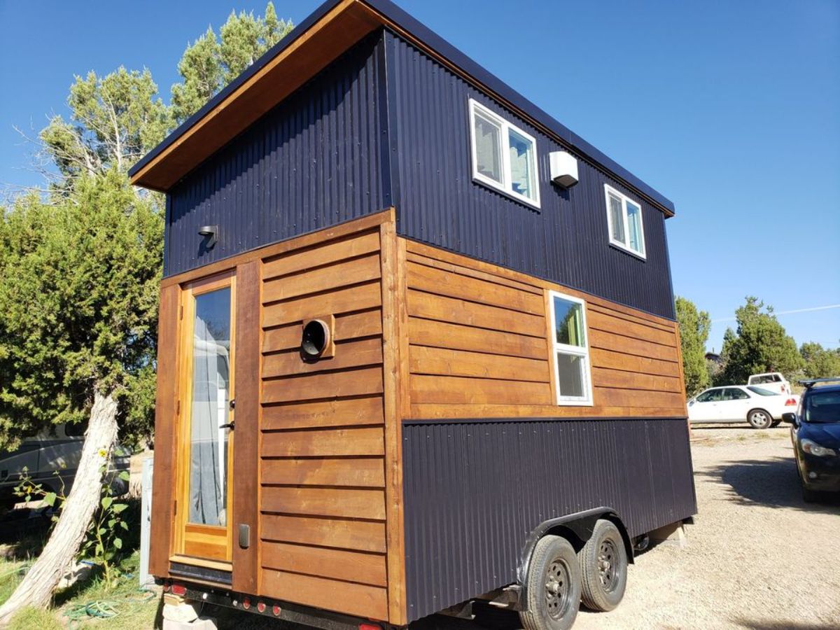 black and brown exterior of tiny home for one