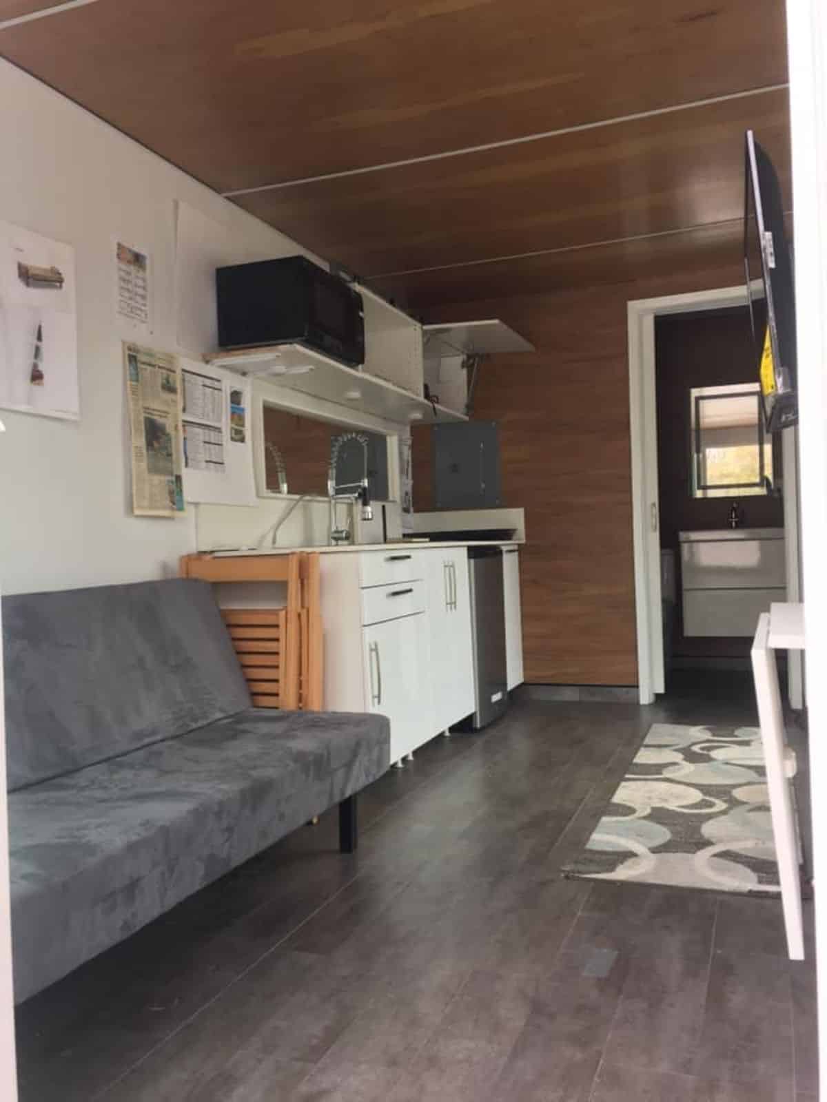 full length wooden interiors of heavy duty container home