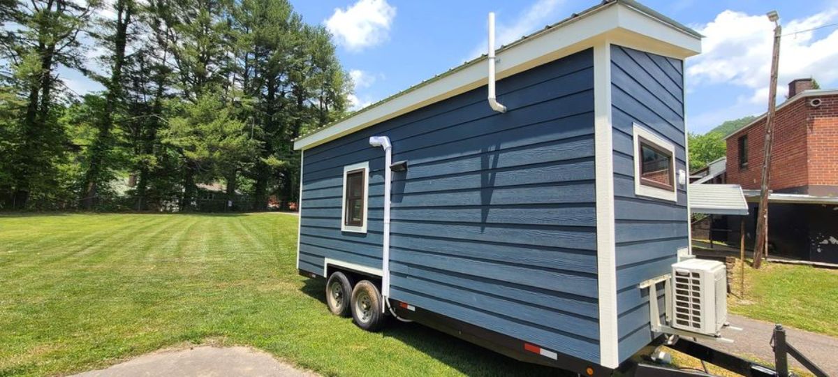 backside view of 20' lofted tiny home