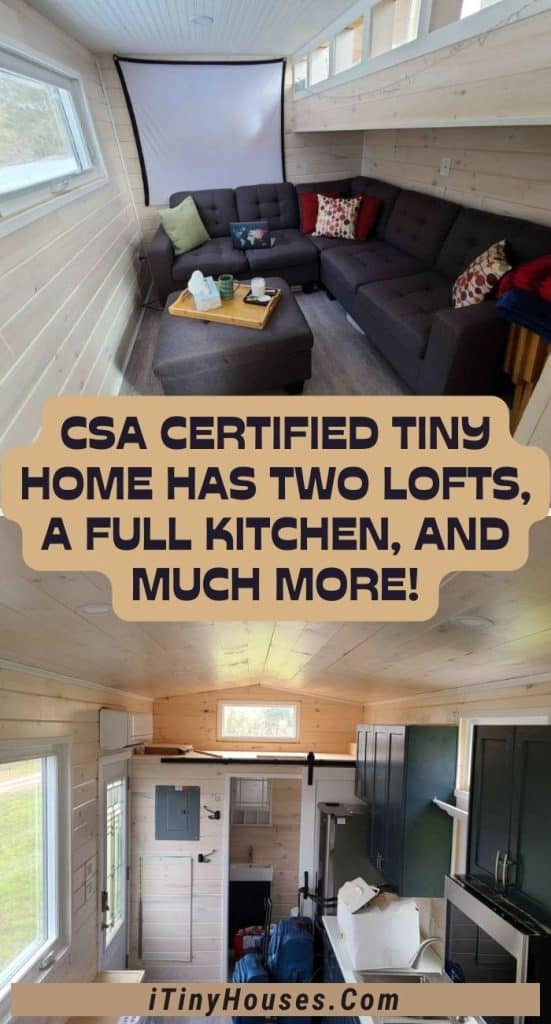 CSA Certified Tiny Home Has Two Lofts, a Full Kitchen, and Much More! PIN (1)