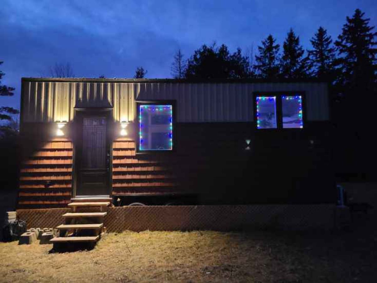 CSA certified tiny home during night