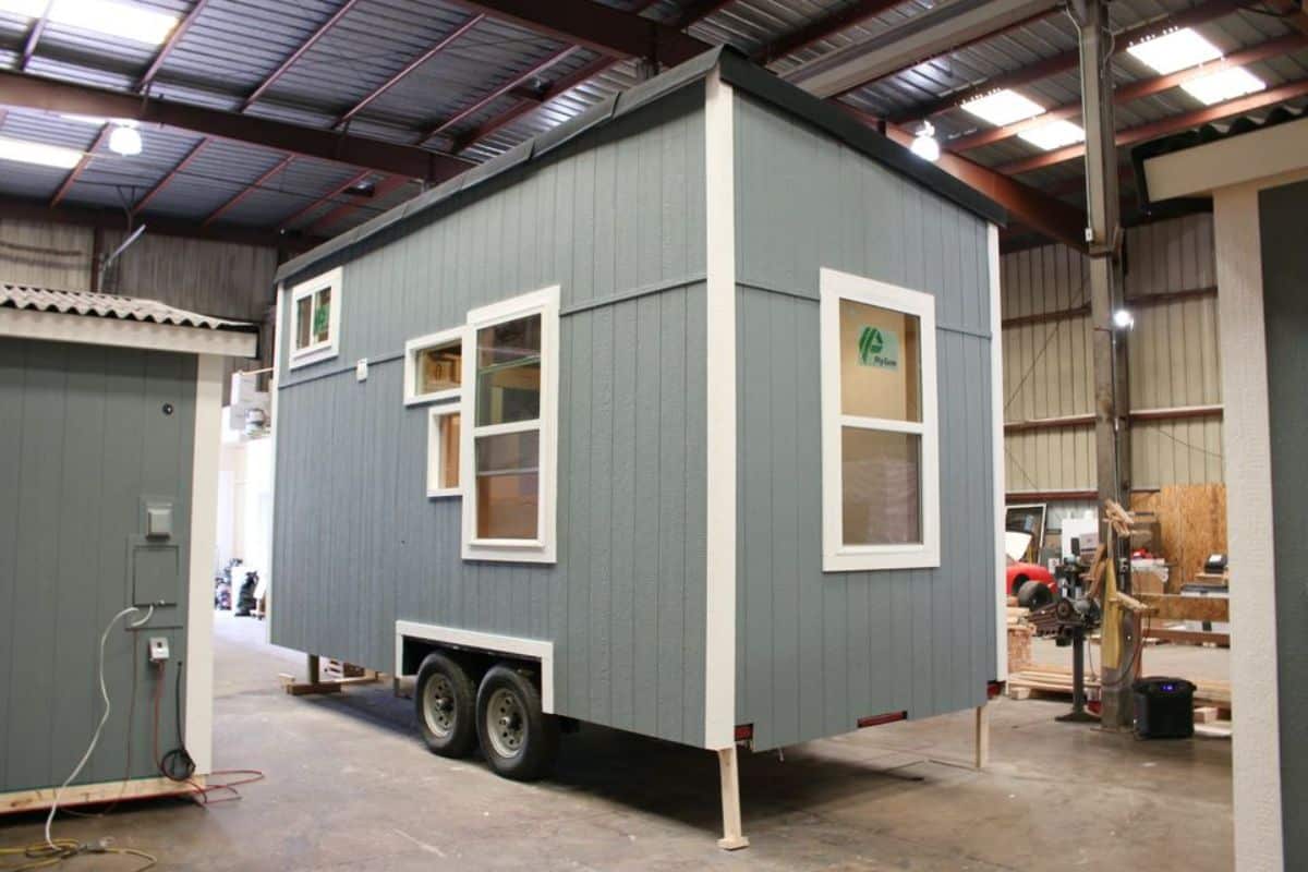 side view of durable tiny home from outside