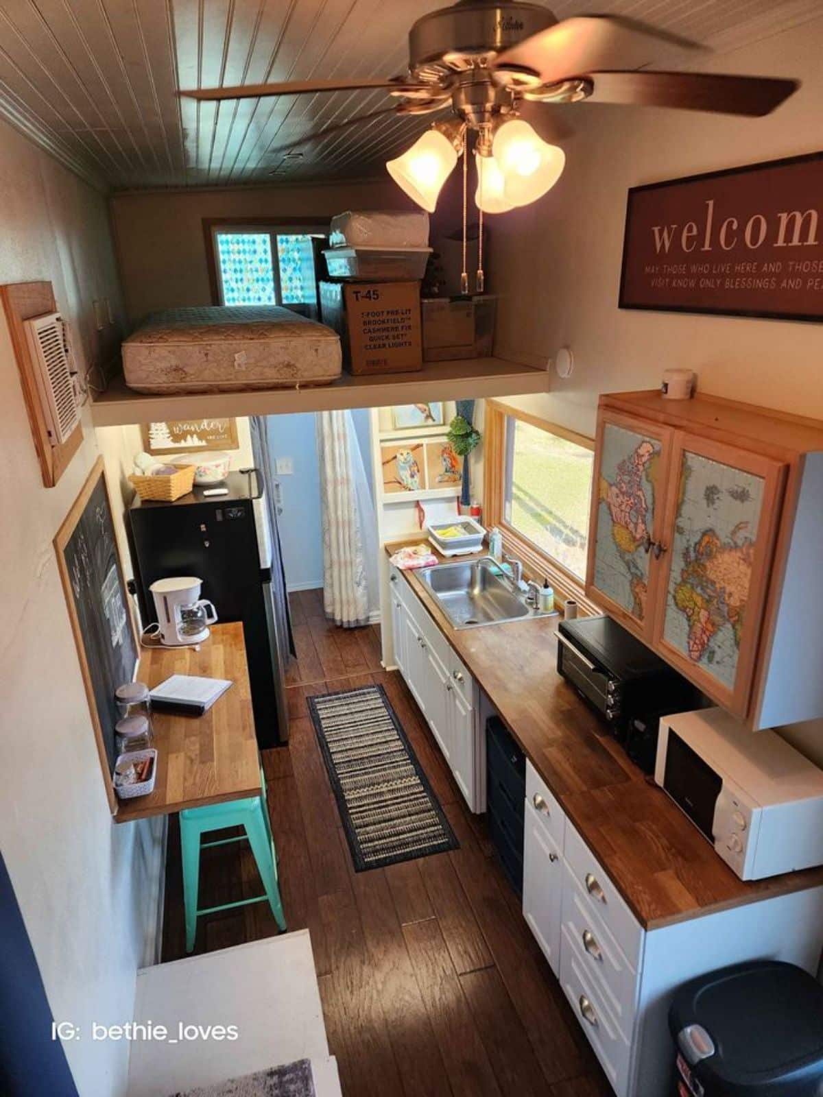 full length interiors of tiny camper home