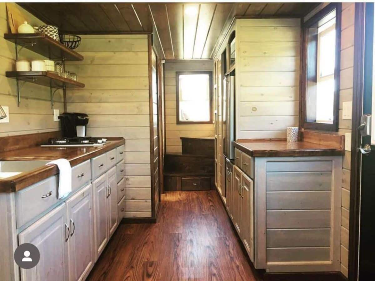 full length wooden interiors of upgradable tiny home