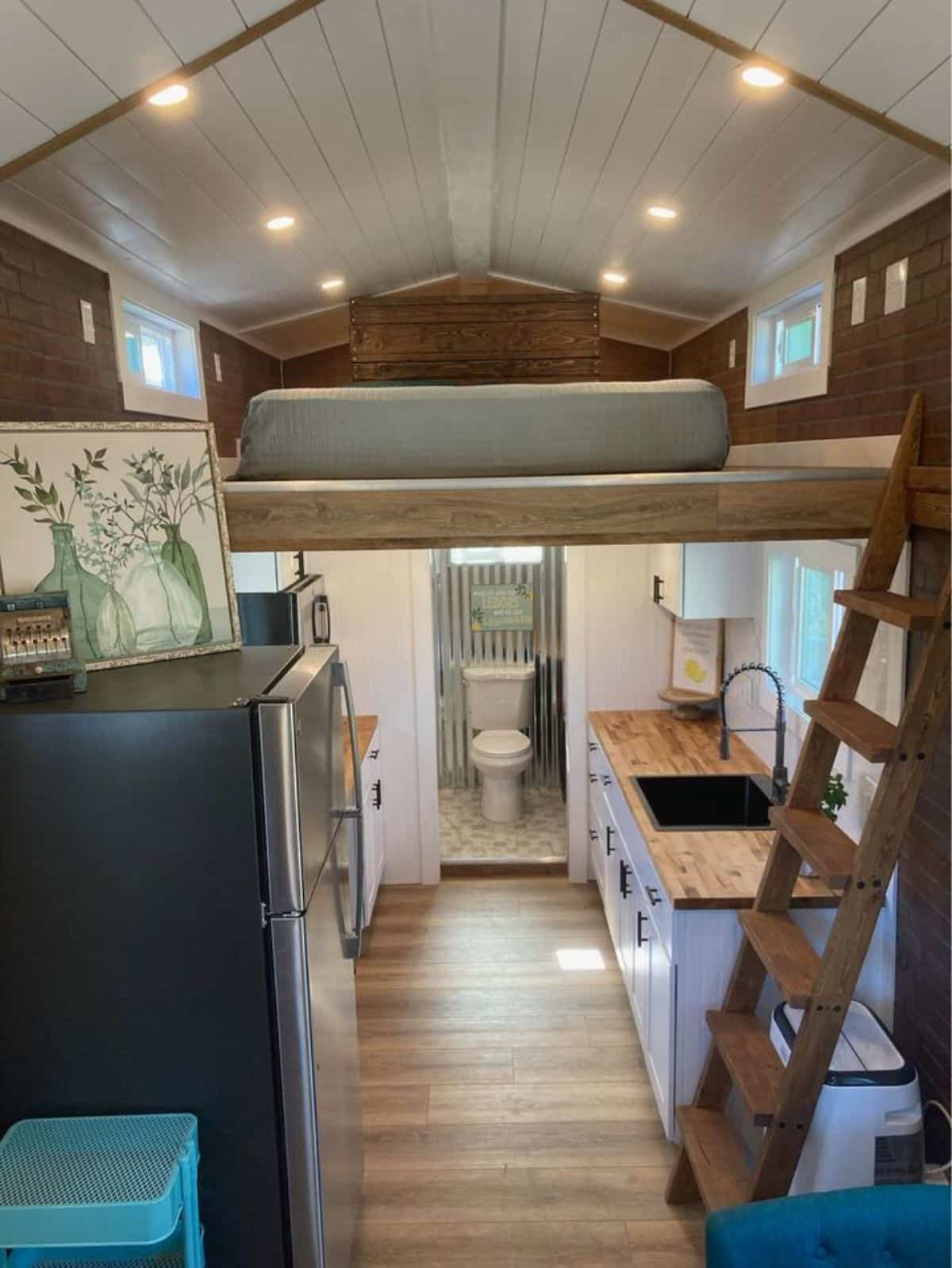 Full length interiors of 24' turnkey ready tiny home