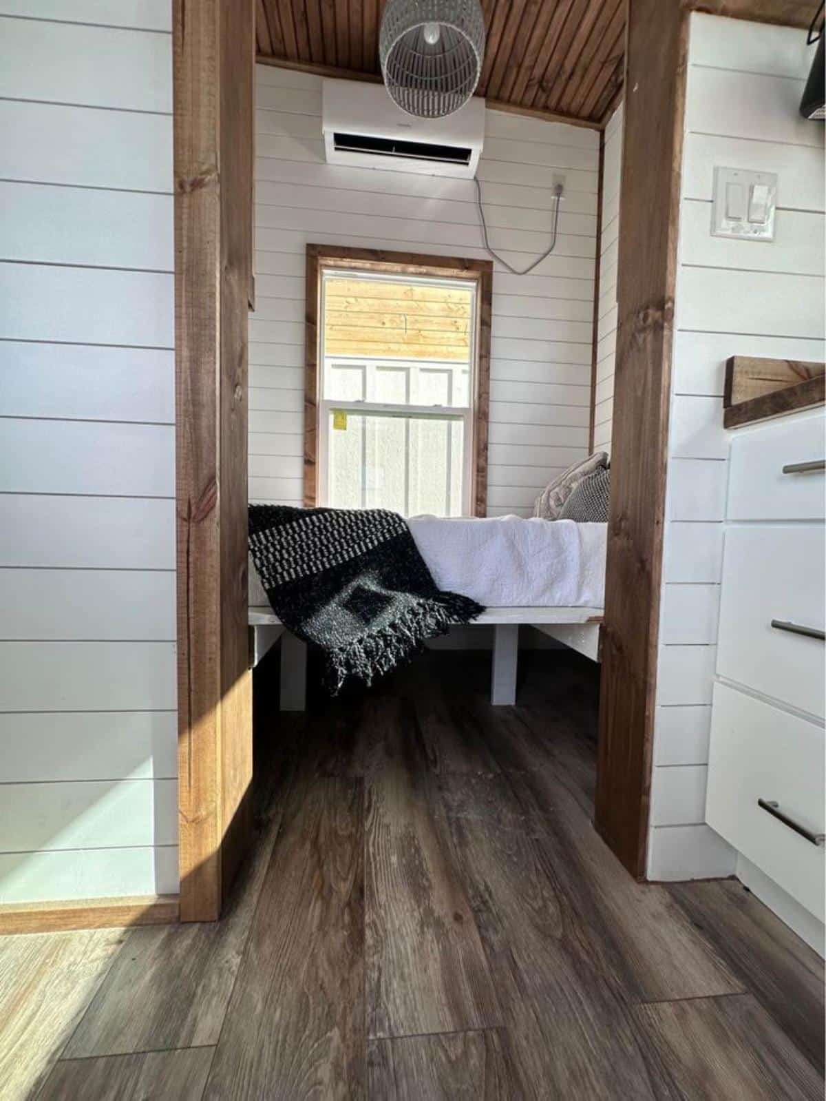 wooden walls of 20’ affordable tiny house