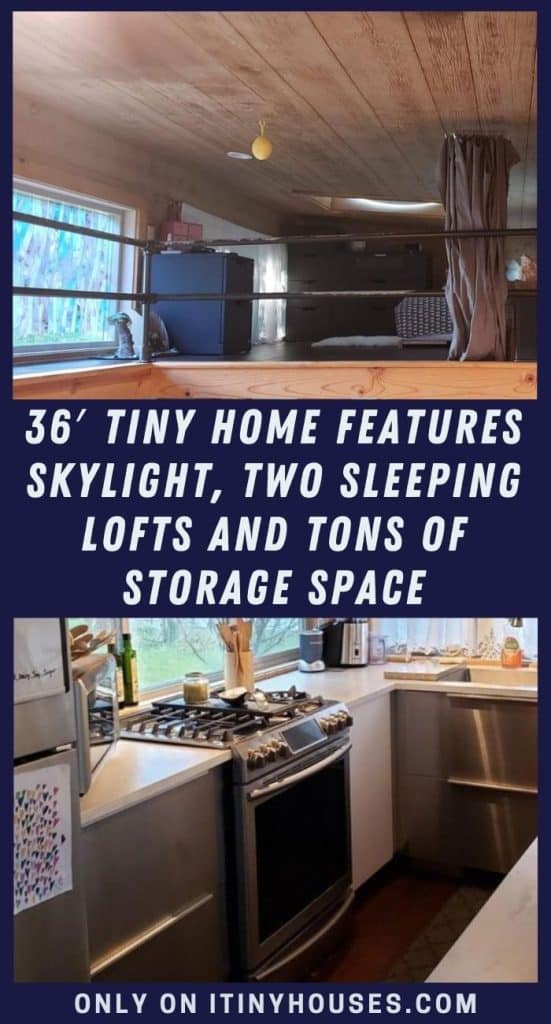 36′ Tiny Home Features Skylight, Two Sleeping Lofts and Tons of Storage Space PIN (1)