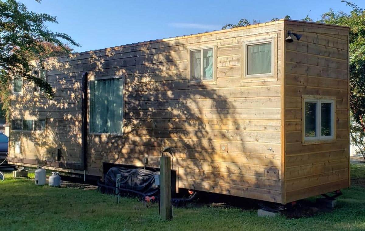 backside of 36’ tiny home