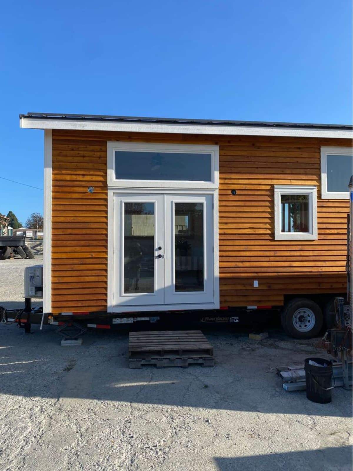main entrance view of chic tiny home