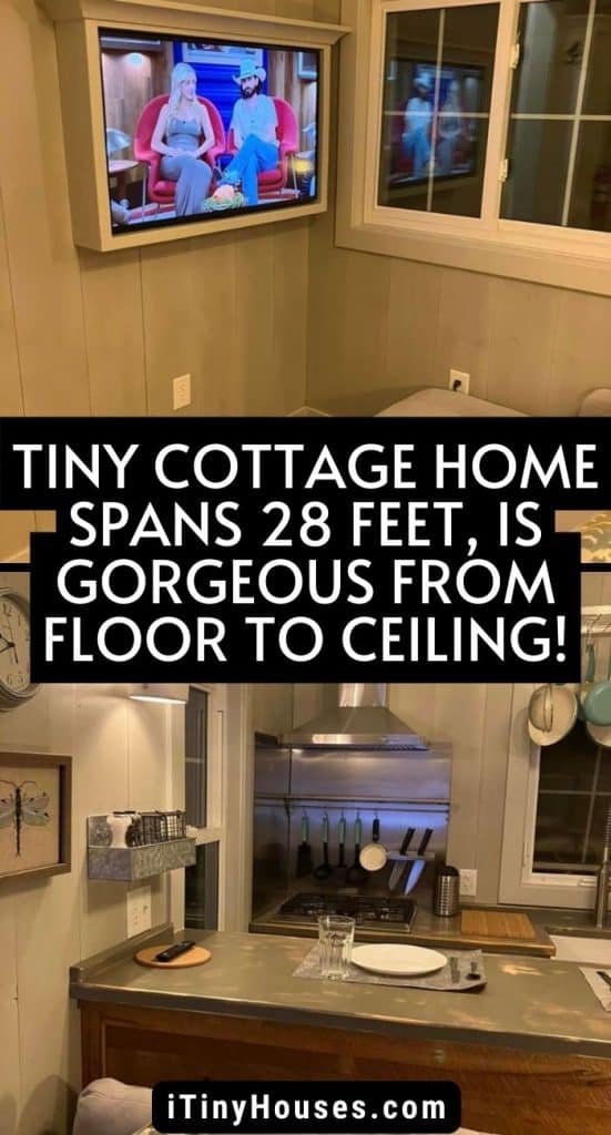 Tiny Cottage Home Spans 28 Feet, Is Gorgeous From Floor to Ceiling! PIN (1)