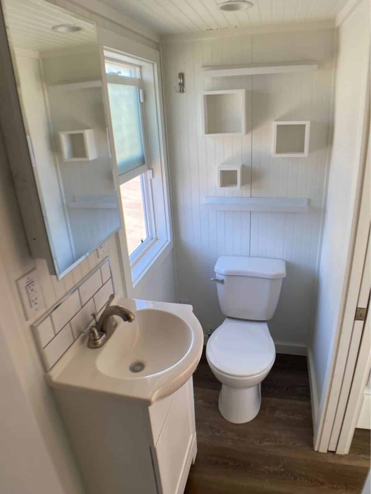 standard fittings in bathroom of fully furnished tiny home