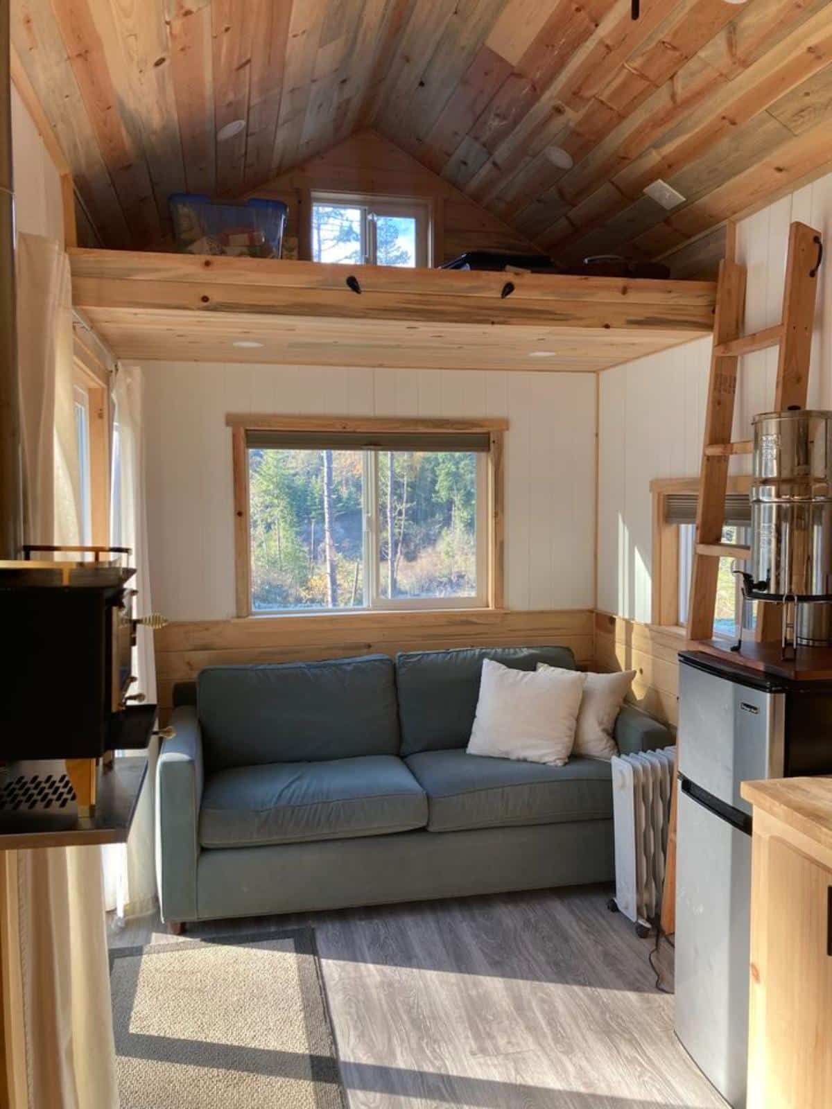 living area of 32’ tiny house on wheels