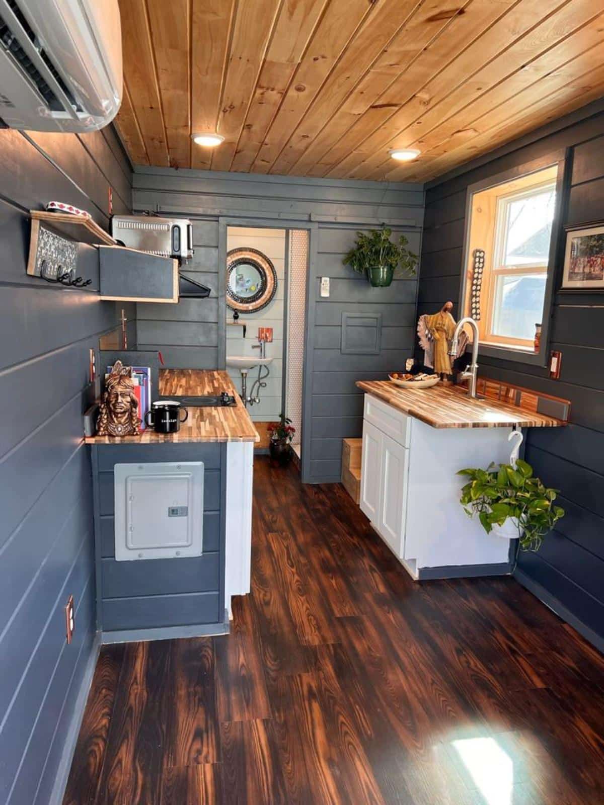 full length living cum kitchen area of super tiny home
